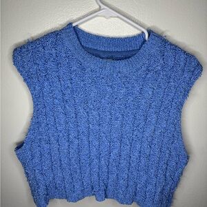 Free People Intimately Blue Knit Sweater Vest Crop Top
